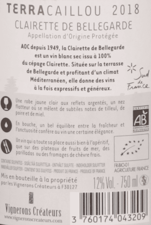Organic AOP Clairette de Bellegarde Terracaillou wit - Afbeelding 2